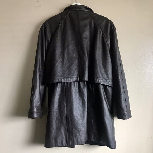 Jacqueline Ferrar Women’s Chocolate Brown Leather Coat Size Large Cinched Waist - Picture 2 of 7